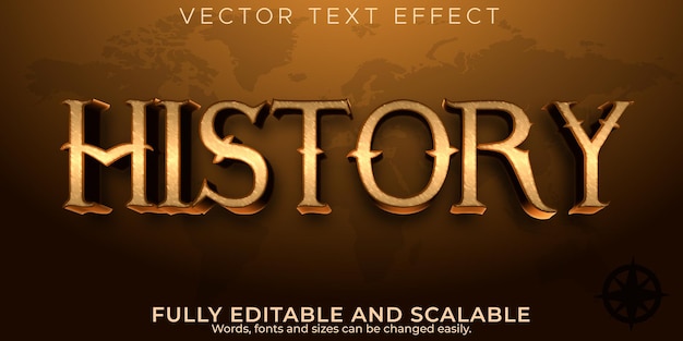 Bezpłatny wektor historyczny efekt tekstowy, edytowalny stary i historyczny styl tekstu