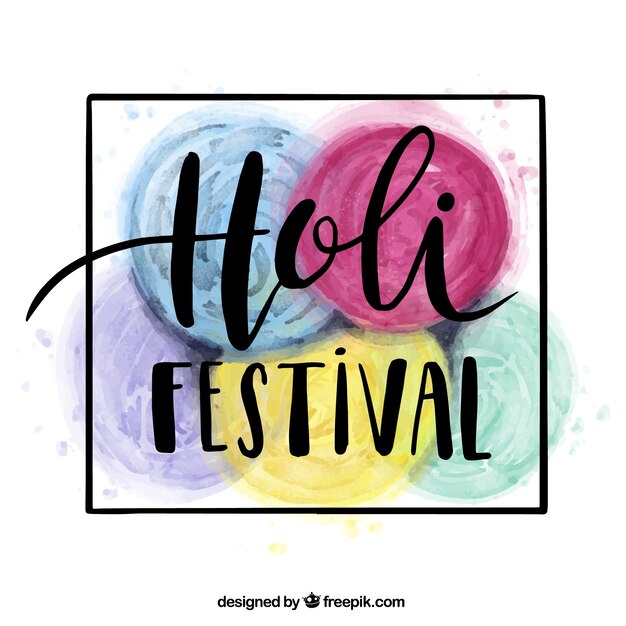 Holi festiwalu tła z pięciu kolorowych okrągłych plam