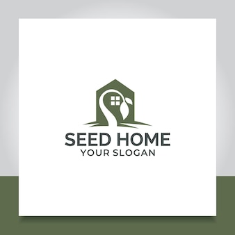 Home seed logo design wzrost kiełkowanie dom dla biznesu rolniczego