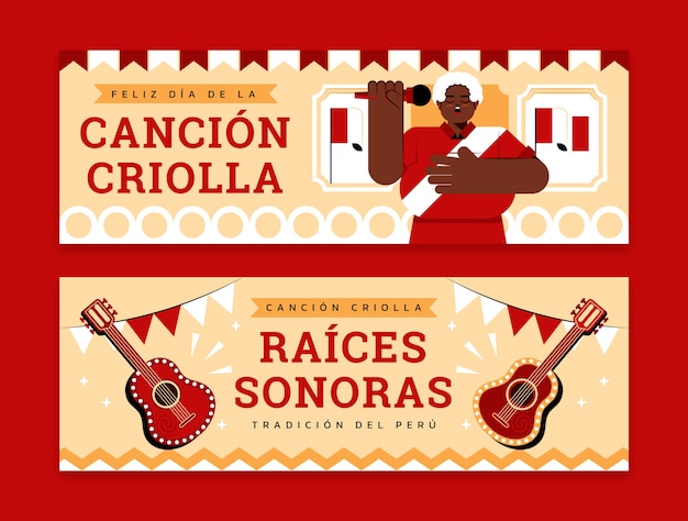 Horyzontalny Szablon Baneru Dla Peruwiańskiej Uroczystości Dia De La Canción Criolla