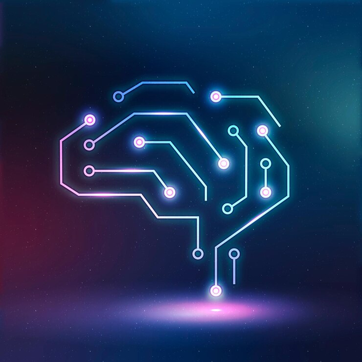 Bezpłatny plik Wektor ikona edukacji technologii ai wektor neonowa grafika cyfrowa