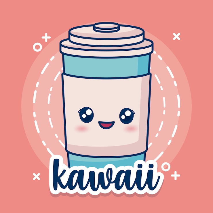 Bezpłatny plik Wektor ikona filiżanki kawy kawaii