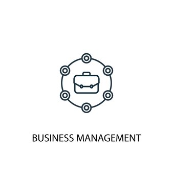 Ikona linii koncepcja zarządzania biznesem. prosta ilustracja elementu. koncepcja zarządzania biznesem zarys symbolu projektu. może być używany do internetowego i mobilnego interfejsu użytkownika/ux