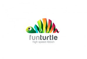 Bezpłatny wektor ikona logo streszczenie kolorowe wstążki żółwia.