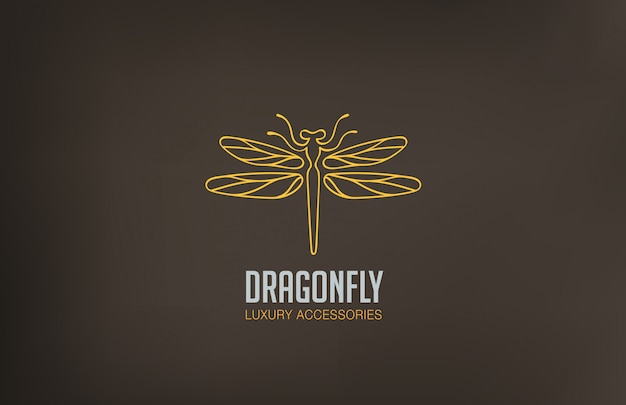 Bezpłatny wektor ikona stylu liniowego logo dragonfly.