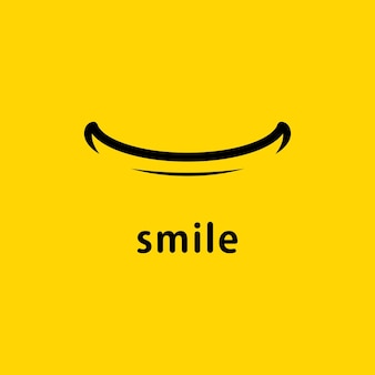 Ikona uśmiechu projekt szablonu wektorowego na żółtym tle