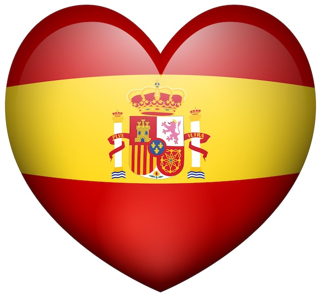 Bezpłatny wektor ikona w kształcie serca dla flagi hiszpanii