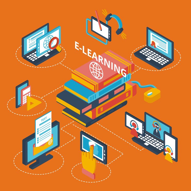 Bezpłatny plik Wektor ikony e-learning izometryczny
