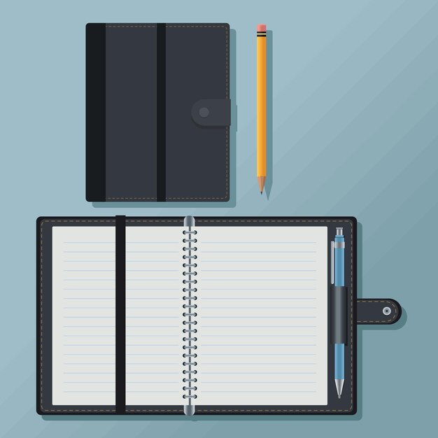ikony notatnika i ołówka