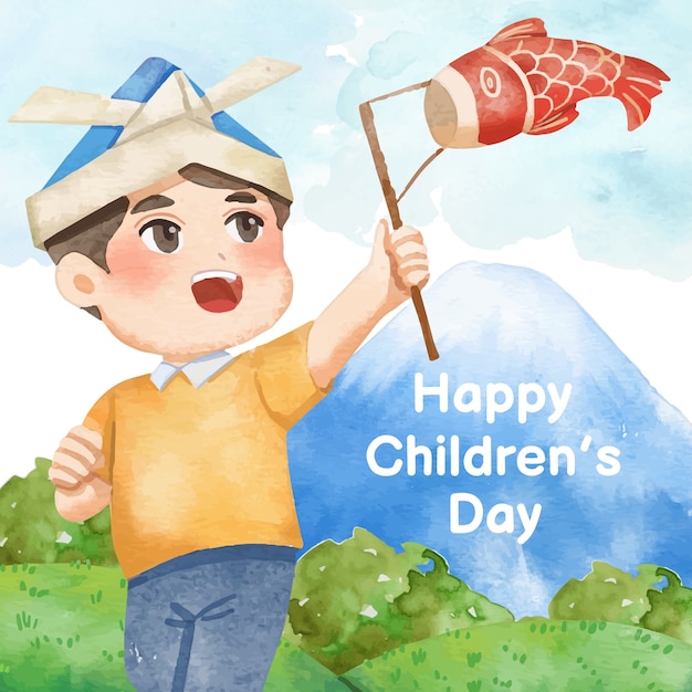 Bezpłatny wektor ilustracja akwarela dzień dziecka
