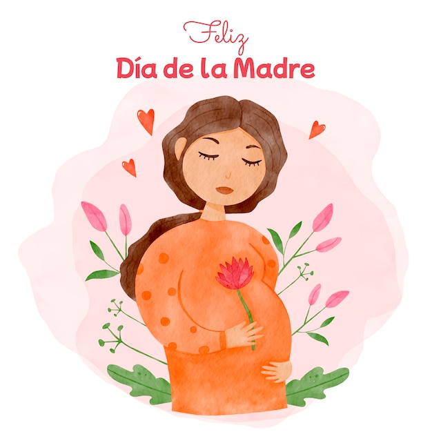 Ilustracja Akwarela Dzień Matki W Języku Hiszpańskim