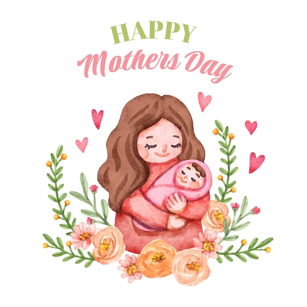 Bezpłatny wektor ilustracja akwarela dzień matki