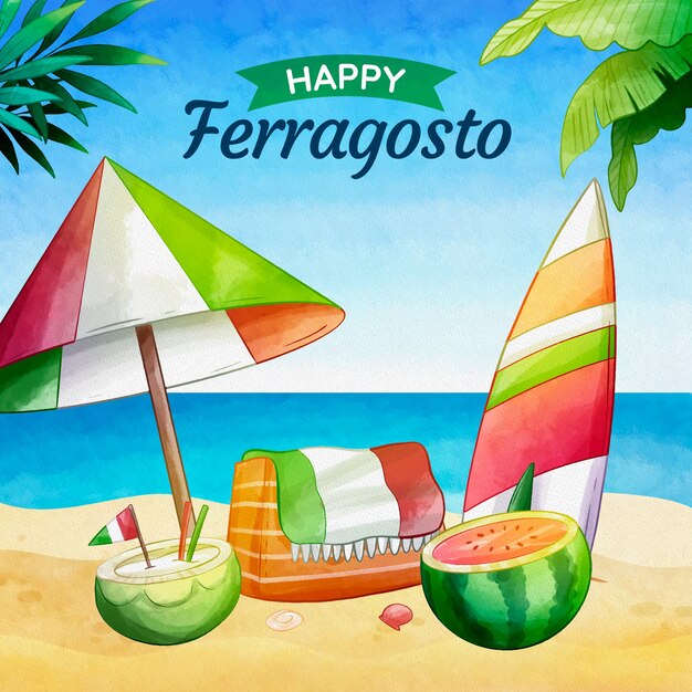 Ilustracja akwarela ferragosto