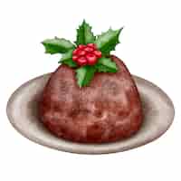 Bezpłatny wektor ilustracja akwarela świąteczny pudding