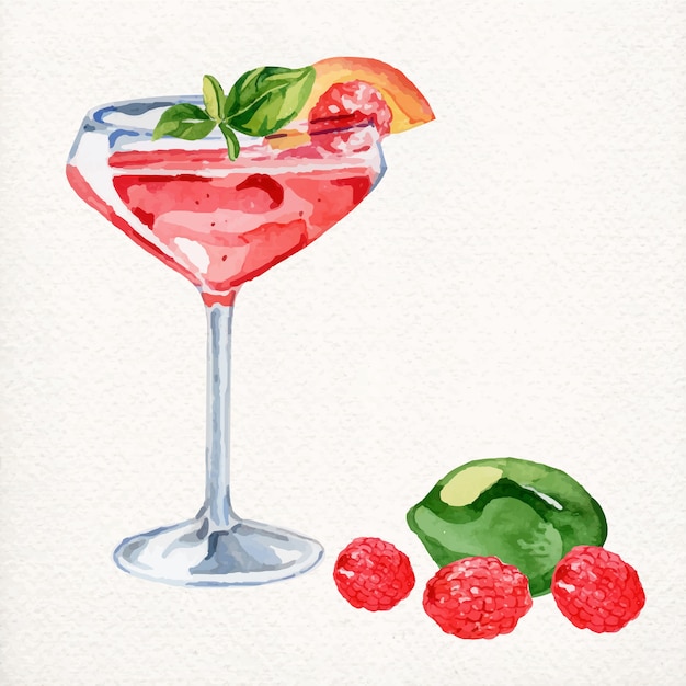 Ilustracja akwarela świeże daiquiri