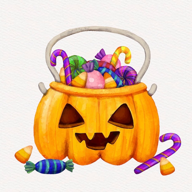 Ilustracja Akwarela Worek Halloween