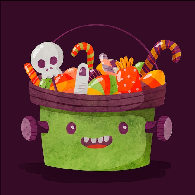 Ilustracja Akwarela Worek Halloween