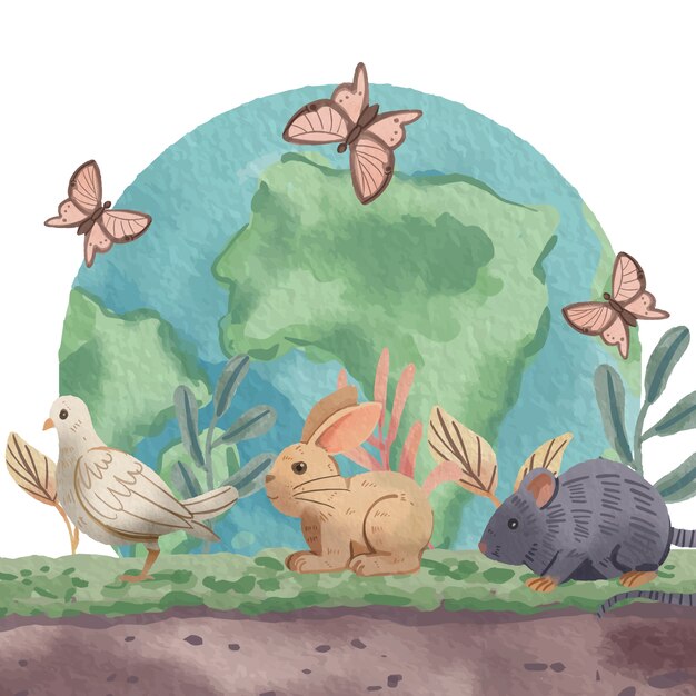 Ilustracja akwareli bioróżnorodności