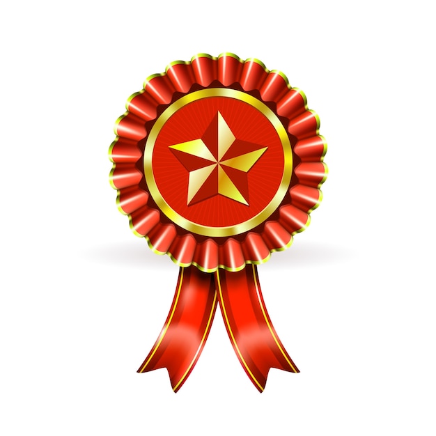 Ilustracja Award Red Label Z Gwiazdą I Belki Na Białym Tle