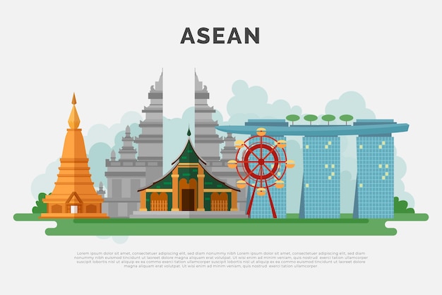 Ilustracja budynków asean