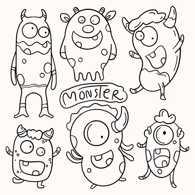 ILUSTRACJA CUTE MONSTER DOODLE