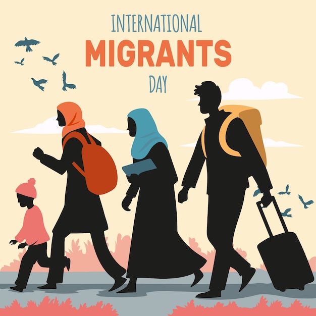 Bezpłatny wektor ilustracja dnia międzynarodowych migrantów