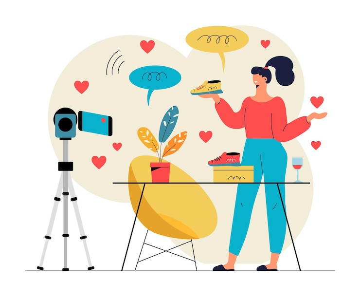 Bezpłatny plik Wektor ilustracja do blogowania wideo influencerów