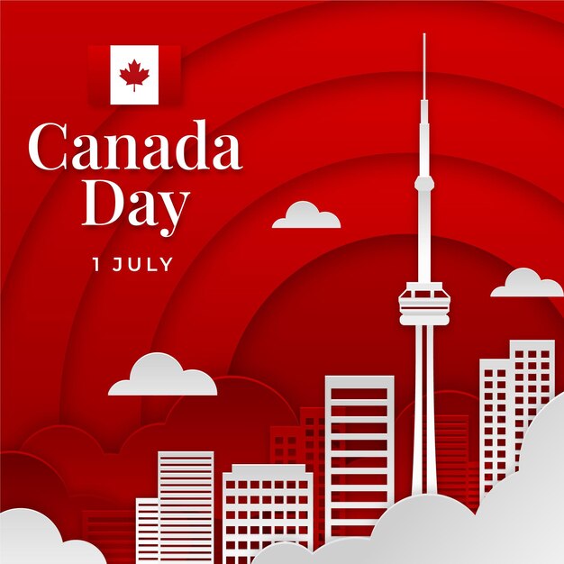 Ilustracja dzień Kanady w stylu papieru
