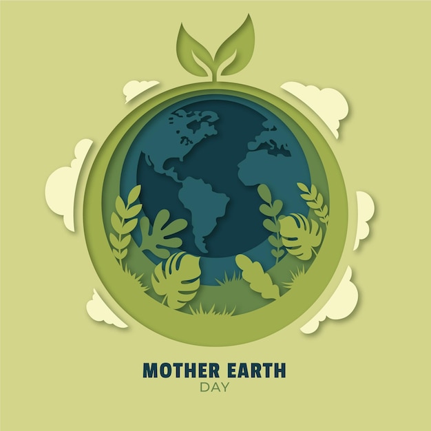 Ilustracja Dzień Matki Ziemi W Stylu Papieru