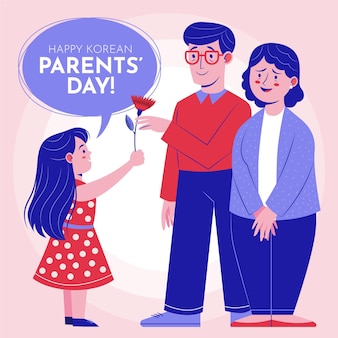 Ilustracja dzień organicznych płaskich koreańskich rodziców