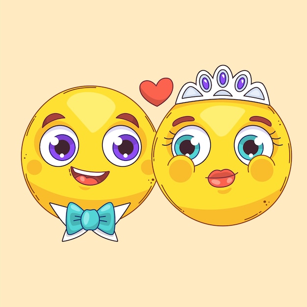 Bezpłatny wektor ilustracja emoji ślubnych