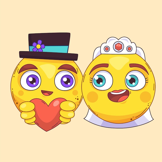 Bezpłatny wektor ilustracja emoji ślubnych