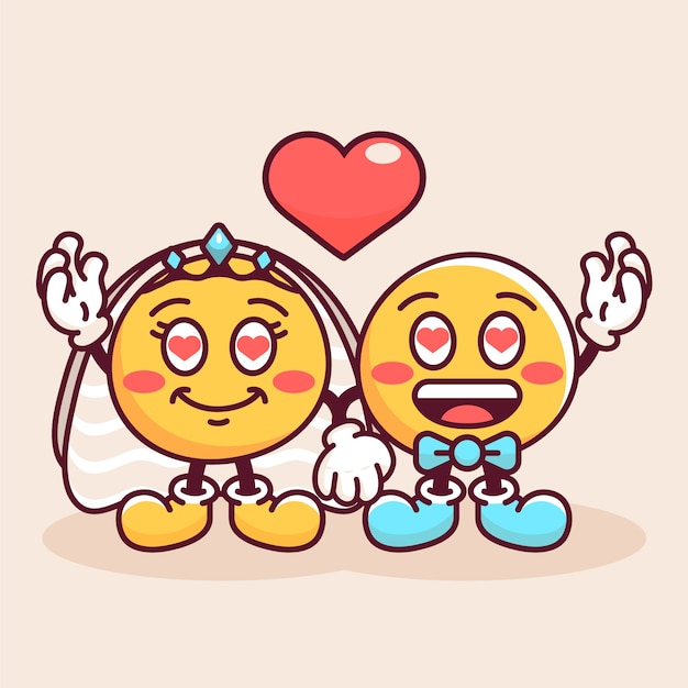 Bezpłatny wektor ilustracja emoji ślubnych