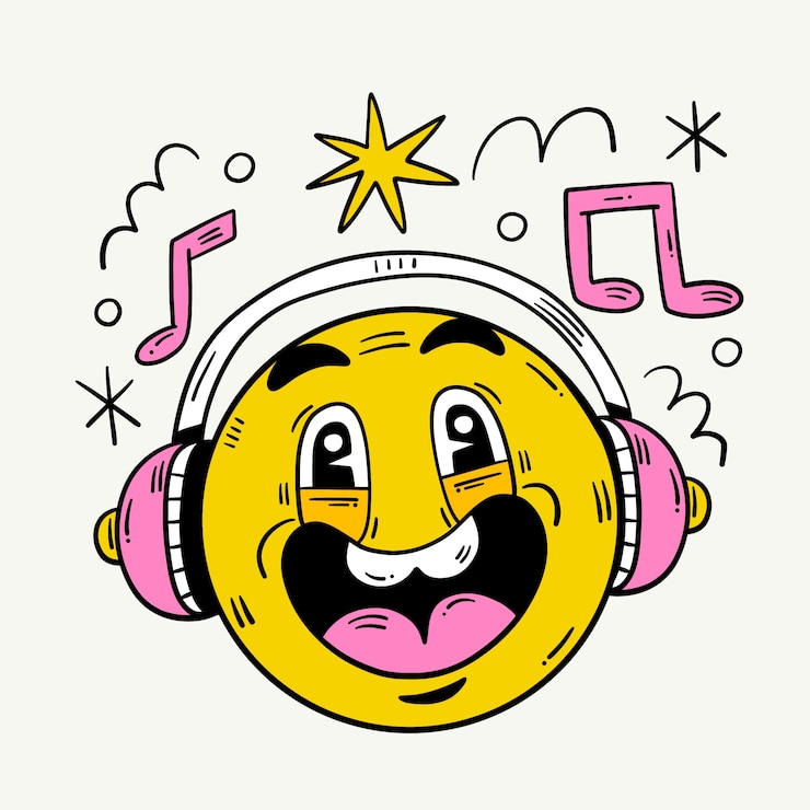 Bezpłatny plik Wektor ilustracja emoji słuchającej muzyki