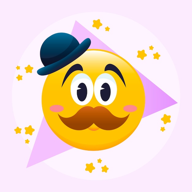 Bezpłatny wektor ilustracja emoji z gradientem wąsów