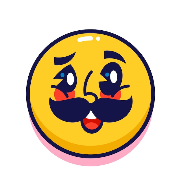 Bezpłatny wektor ilustracja emoji z płaskim projektem wąsów