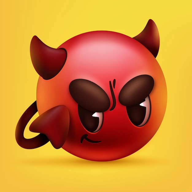 Bezpłatny wektor ilustracja emoji z rogami