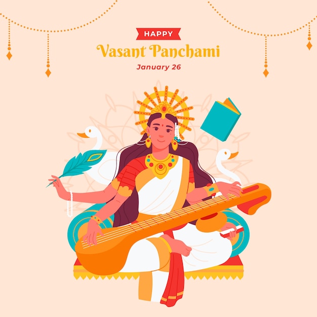 Ilustracja Festiwalu Płaskie Vasant Panchami