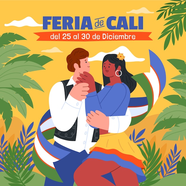 Bezpłatny wektor ilustracja flat feria de cali