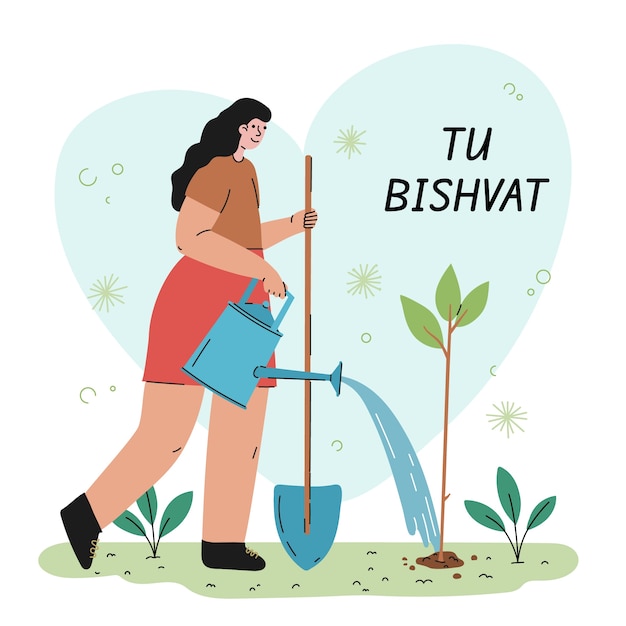 Ilustracja Flat Tu Bishvat