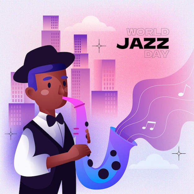 Bezpłatny wektor ilustracja gradientowa na światowy dzień jazzu