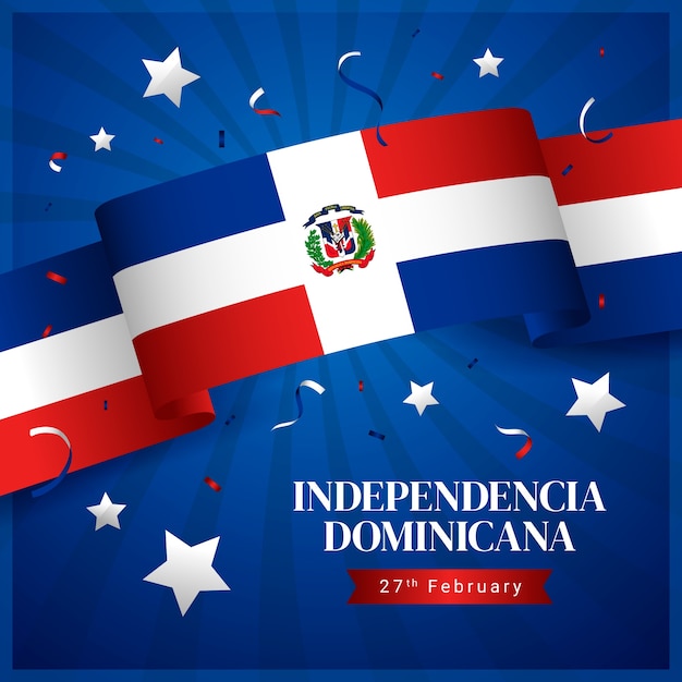 Bezpłatny wektor ilustracja gradientowa na świętowanie dnia niepodległości republiki dominikańskiej