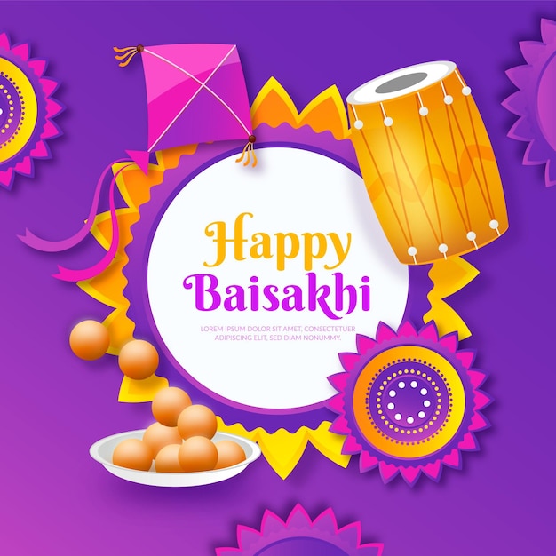 Ilustracja gradientu szczęśliwy baisakhi