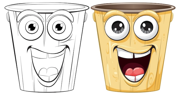 Bezpłatny wektor ilustracja happy cartoon trash bins