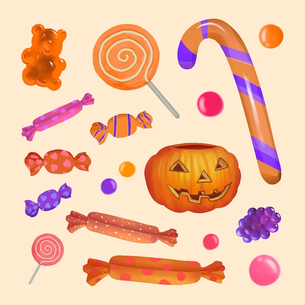 Ilustracja Ikony Cukierków Na Halloween