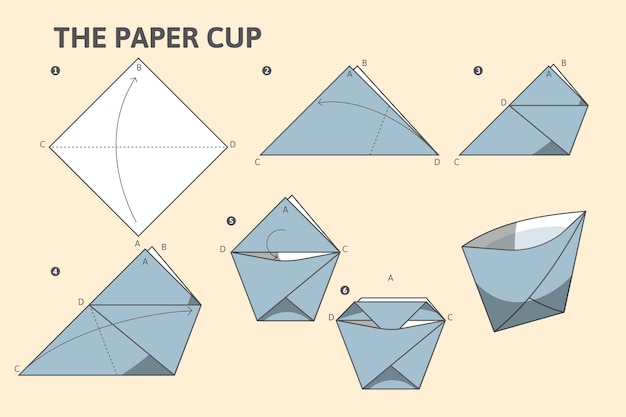 Bezpłatny wektor ilustracja instrukcje origami płaska konstrukcja