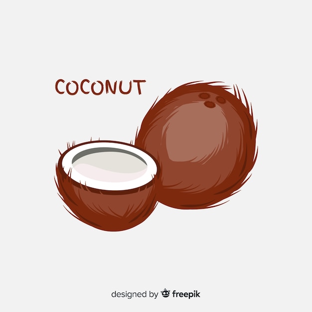 Ilustracja kokosowa płaska