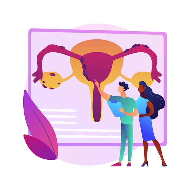 Ilustracja Koncepcja Abstrakcyjna Endometriozy. Dysfunkcja Endometrium, Poradnia Ginekologiczna, Diagnostyka I Leczenie Endometriozy, Abstrakcyjna Metafora Funkcji Rozrodczych Kobiet.