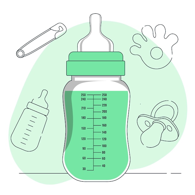 Bezpłatny wektor ilustracja koncepcja butelki dla niemowląt