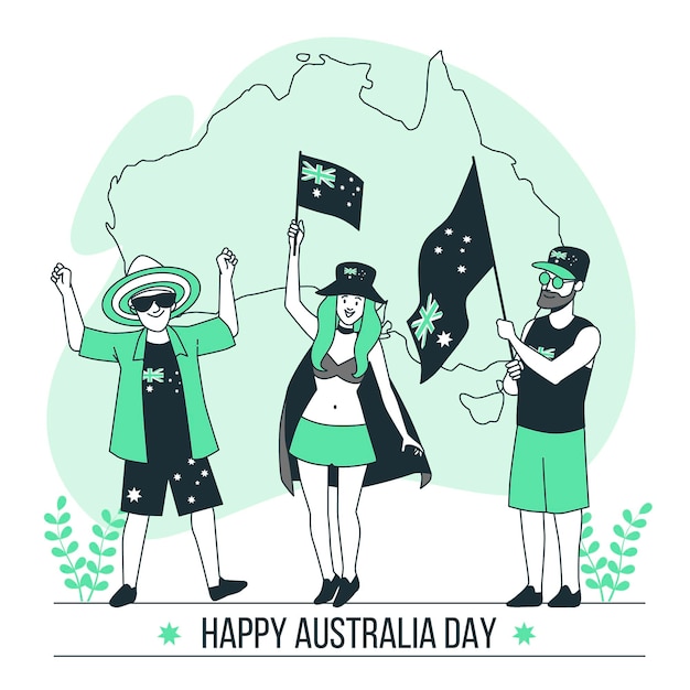 Bezpłatny wektor ilustracja koncepcja dzień australii
